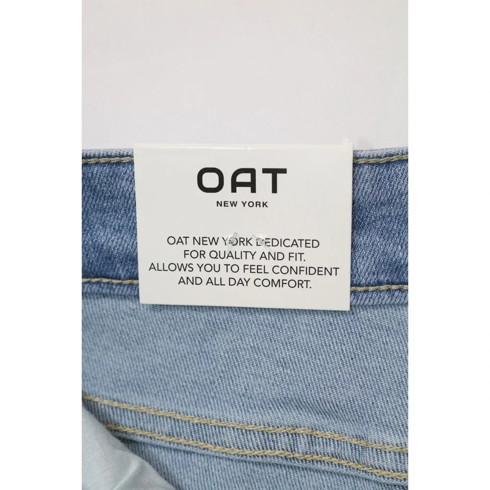 OAT New York Mid Rise Straight Ankle Jeans Women 6/28 NWT Light Wash Raw Hem